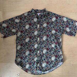 Vintage Gitman Bros Tennis Racquet Shirt Large Multicolor 90s Made in USA